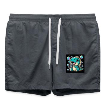 Dino avec des bulles de savon dans l’espace - Short de bain - charbon - Devant - AI Model Male 185 light (185cm)