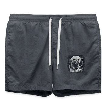 Bear Scandinavia Brown Bear Moon Forest Nature Sweden - Swim Trunks - anthracite - Front - AI Model Male 185 light (185cm)