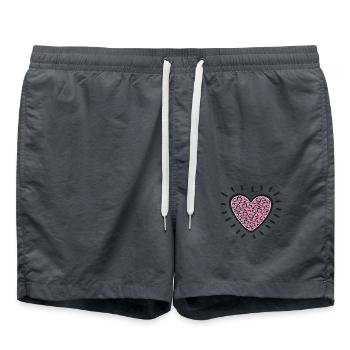 Leo Print Herz in rosa pink. Scheinendes Herz! - Badeshorts - Anthrazit - Vorne - AI Model Male 185 light (185cm)