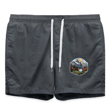 Schweizer Berge - Badeshorts - Anthrazit - Vorne - AI Model Male 185 light (185cm)