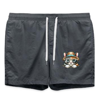 Chat mignon avec chapeau et lunettes de soleil - süsse Katze - Short de bain - charbon - Devant - AI Model Male 185 light (185cm)