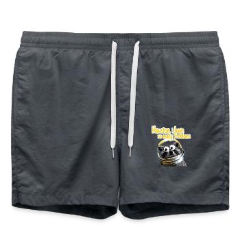 Süßer Astronaut Waschbär mit Spruch - Badeshorts - Anthrazit - Vorne - AI Model Male 185 light (185cm)