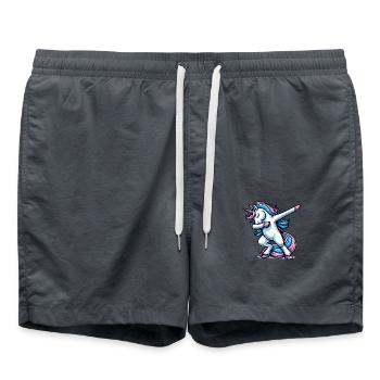 Licorne Dabbing Einhorn - Short de bain - charbon - Devant - AI Model Male 185 light (185cm)