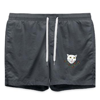 Cat with flowers - Badeshorts - Anthrazit - Vorne - AI Model Male 185 light (185cm)
