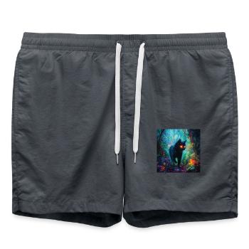 FANTASY Forest Cat - Badeshorts - Anthrazit - Vorne - AI Model Male 185 light (185cm)