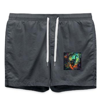 FANTASY Forest Cat 3 - Badeshorts - Anthrazit - Vorne - AI Model Male 185 light (185cm)