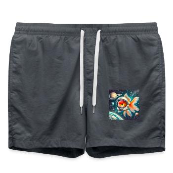 Goldfisch auf dem Weg ins Weltall - Badeshorts - Anthrazit - Vorne - AI Model Male 185 light (185cm)