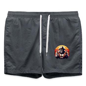 Chimpanzee holding two beers - Swim Trunks - anthracite - Front - AI Model Male 185 light (185cm)