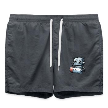 Robo-Sadness Low battery, low morale - Swim Trunks - anthracite - Front - AI Model Male 185 light (185cm)