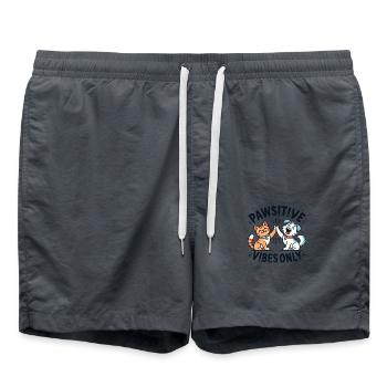 Pawsitive Vibes Only - Cats and Dogs Design - Swim Trunks - anthracite - Front - AI Model Male 185 light (185cm)