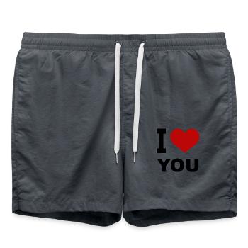 I love You - Badeshorts - Anthrazit - Vorne - AI Model Male 185 light (185cm)