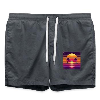 Vibrant Sunset Bliss - Swim Trunks - anthracite - Front - AI Model Male 185 light (185cm)