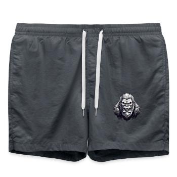 Wild angry Sasquatch logo motivational sport - Swim Trunks - anthracite - Front - AI Model Male 185 light (185cm)