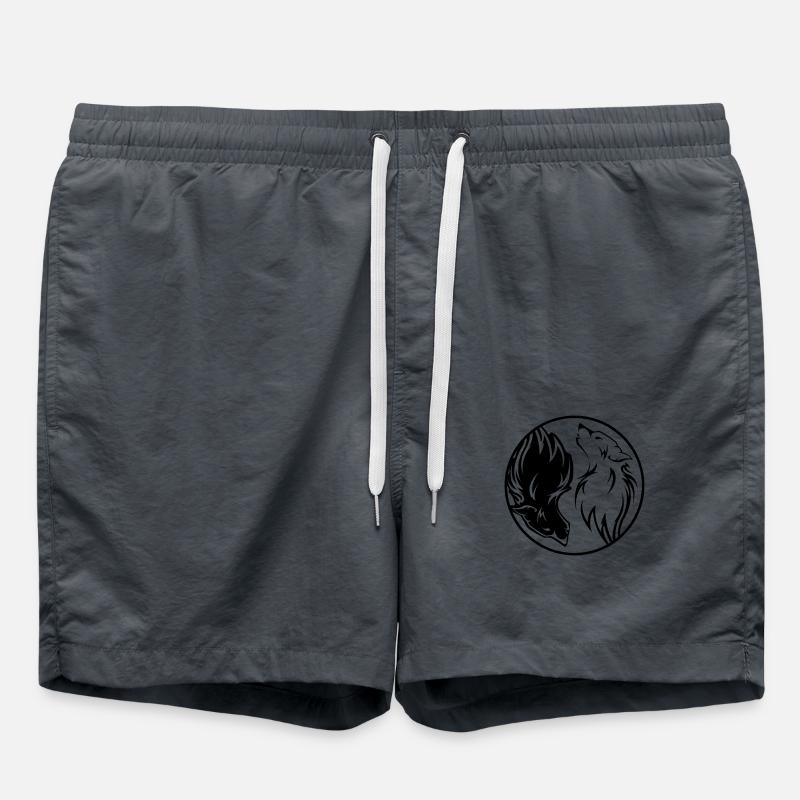 Yin Yang Wolves - Swim Trunks - anthracite