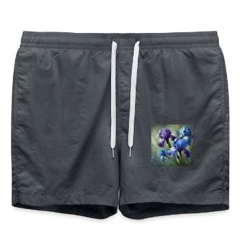Ästhetische Iris Blumen - Badeshorts - Anthrazit - Vorne - AI Model Male 185 light (185cm)