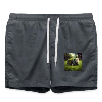 Spielerisches Mähen - Badeshorts - Anthrazit - Vorne - AI Model Male 185 light (185cm)
