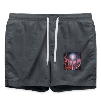 Herz der Galaxie – Eine Stadt im Licht der Sterne - Badeshorts - Anthrazit - Vorne - AI Model Male 185 light (185cm)