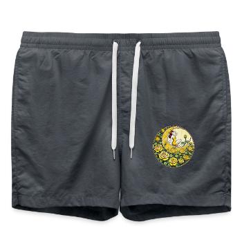 Pin-up Roses Jaunes - Short de bain - charbon - Devant - AI Model Male 185 light (185cm)