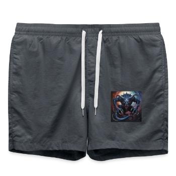 Chimère galactique – Sombre beauté du cosmos - Short de bain - charbon - Devant - AI Model Male 185 light (185cm)