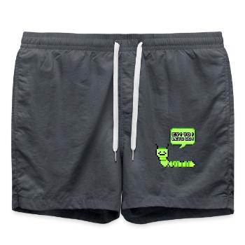 EY! YO! LETS GO! Pixel Raupe Retroshirt 90er 90s - Badeshorts - Anthrazit - Vorne - AI Model Male 185 light (185cm)