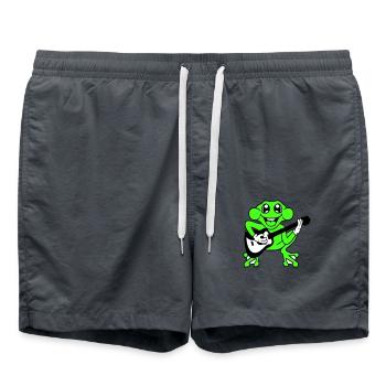 Frosch Fröschchen Spielt Gitarre Musik Gitarrist - Badeshorts - Anthrazit - Vorne - AI Model Male 185 light (185cm)