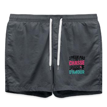 J peux pas j aiChasse AvecMon Papad amourcoeur - Short de bain - charbon - Devant - AI Model Male 185 light (185cm)