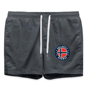 Hellesylt Norway Flag - Swim Trunks - anthracite - Front - AI Model Male 185 light (185cm)