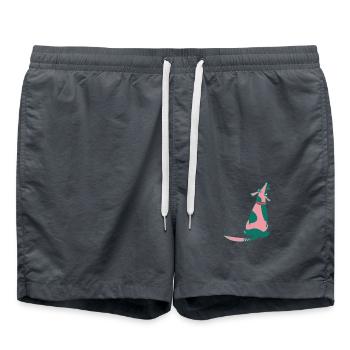 Chien assis attentif en rose - Short de bain - charbon - Devant - AI Model Male 185 light (185cm)