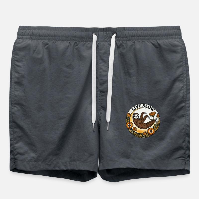 Live Slow Sloth - Swim Trunks - anthracite