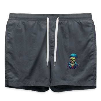 Wild angry zombie combative motivational sport - Swim Trunks - anthracite - Front - AI Model Male 185 light (185cm)