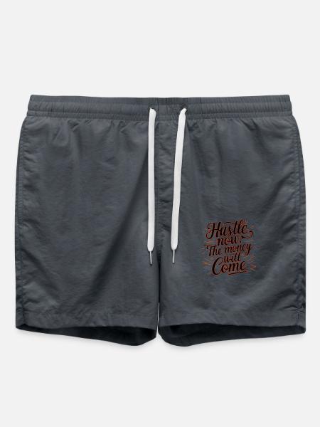 Hustle Now The Money Will Come Quotes - Swim Trunks - anthracite
