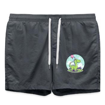 Dinosaur brontosaurus birthday baby - Swim Trunks - anthracite - Front - AI Model Male 185 light (185cm)