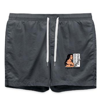 BARBARE BAVARD ! (film, musculation, cinema) - Short de bain - charbon - Devant - AI Model Male 185 light (185cm)