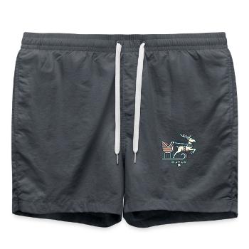 Rentier am Schlitten - Badeshorts - Anthrazit - Vorne - AI Model Male 185 light (185cm)