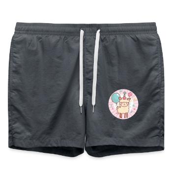 Alpaka Llama Geburtstag Baby - Badeshorts - Anthrazit - Vorne - AI Model Male 185 light (185cm)