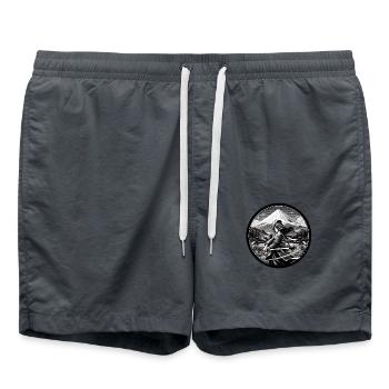Femme Samouraï avec katana devant Fuji - Short de bain - charbon - Devant - AI Model Male 185 light (185cm)