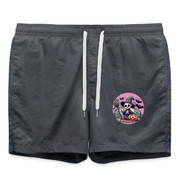 Mr. Bone Spooky Halloween 5 - Swim Trunks - anthracite - Front - AI Model Male 185 light (185cm)