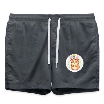 Hamster Geburtstag Baby - Badeshorts - Anthrazit - Vorne - AI Model Male 185 light (185cm)