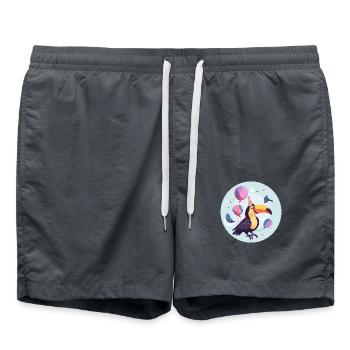 Toucan Bird Birthday Baby - Swim Trunks - anthracite - Front - AI Model Male 185 light (185cm)