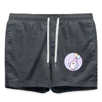 Colombe oiseau anniversaire bébé - Short de bain - charbon - Devant - AI Model Male 185 light (185cm)