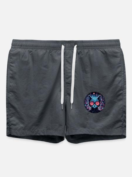 Futuristic Cyber Cat - Swim Trunks - anthracite