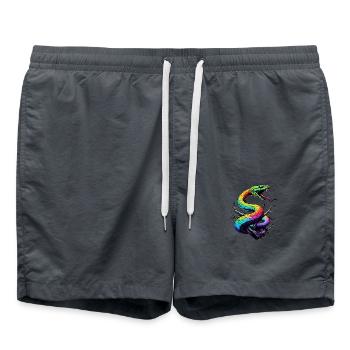 Bunte Schlange Illustration - Badeshorts - Anthrazit - Vorne - AI Model Male 185 light (185cm)