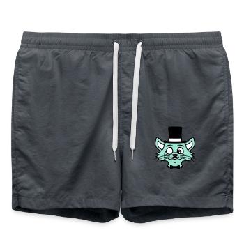Sir Cat Gentleman Chapeau haut de forme Monocle Rich Gentleman - Short de bain - charbon - Devant - AI Model Male 185 light (185cm)