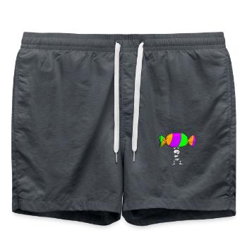Halloween Skelett - Badeshorts - Anthrazit - Vorne - AI Model Male 185 light (185cm)