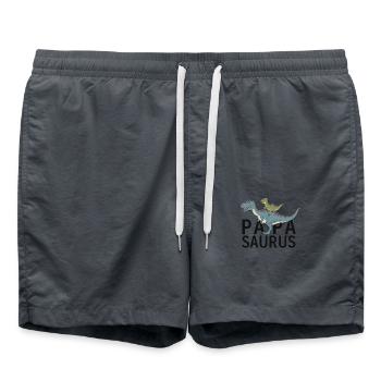 Papa Saurus Dinosaurier Vatertag Kinder lustig - Badeshorts - Anthrazit - Vorne - AI Model Male 185 light (185cm)
