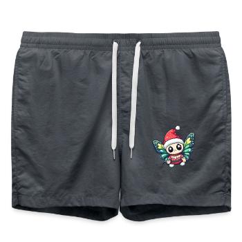 Bande dessinée de Noël papillon - Short de bain - charbon - Devant - AI Model Male 185 light (185cm)