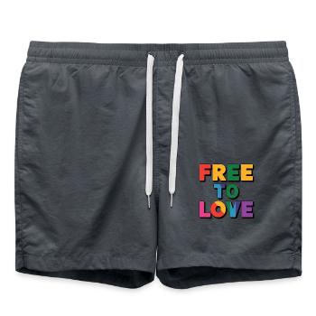 Free to love - LGBT - Badeshorts - Anthrazit - Vorne - AI Model Male 185 light (185cm)