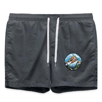 Berge Mountains Landschaft - Badeshorts - Anthrazit - Vorne - AI Model Male 185 light (185cm)