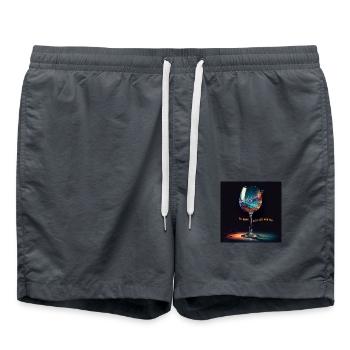 To Vino I never say no picture wine glass POSTER - Swim Trunks - anthracite - Front - AI Model Male 185 light (185cm)