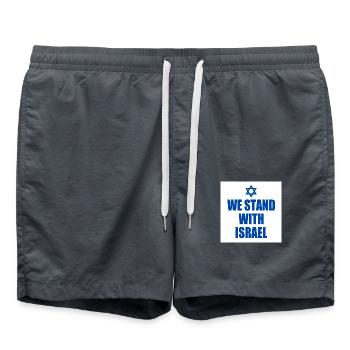 We stand with israel - Short de bain - charbon - Devant - AI Model Male 185 light (185cm)